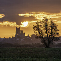 Buy canvas prints of Sunrise behind Ely Cathedral, 23rd September 2023 by Andrew Sharpe