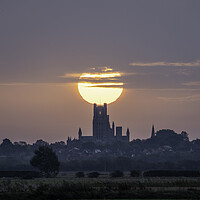 Buy canvas prints of Sunrise behind Ely Cathedral, 7th October 2023 by Andrew Sharpe