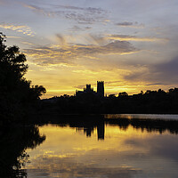 Buy canvas prints of Sunset from Roswell Pits Nature Reserve, looking towards Ely Cat by Andrew Sharpe