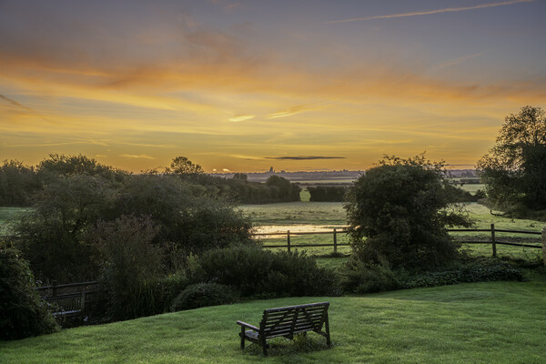 Pre-dawn over Ely, as seem from Coveney, 22nd October 2023 Picture Board by Andrew Sharpe