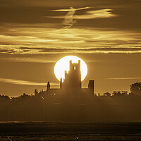 Buy canvas prints of Sunrise behind Ely Cathedral, 22nd October 2023 by Andrew Sharpe