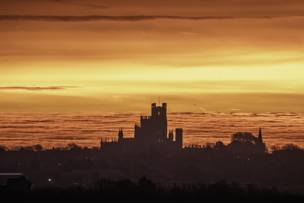 Dawn over Ely Cathedral, 22nd November 2023 Picture Board by Andrew Sharpe