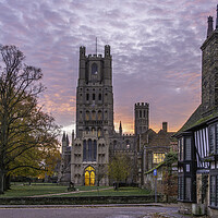 Buy canvas prints of Colourful sunrise behind Ely Cathedral, 23rd November 2023 by Andrew Sharpe