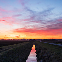 Buy canvas prints of Dawn behind Ely Cathedral, 28th January 2024 by Andrew Sharpe