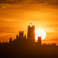 Buy canvas prints of Dawn behind Ely Cathedral, 28th January 2024 by Andrew Sharpe