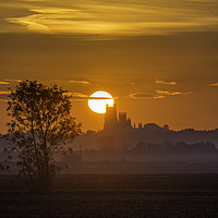 Buy canvas prints of Dawn over Ely by Andrew Sharpe