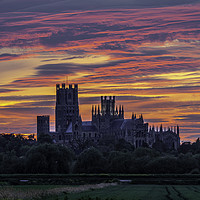 Buy canvas prints of Sunset over Ely Cathedral by Andrew Sharpe