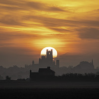 Buy canvas prints of Dawn over Ely, Cambridgshire by Andrew Sharpe