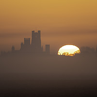 Buy canvas prints of Dawn behind Ely Cathedral, 6th February 2020 by Andrew Sharpe