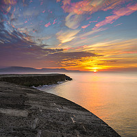 Buy canvas prints of The Cobb, Lyme Regis, at dawn by Andrew Sharpe