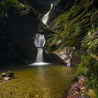 Buy canvas prints of St Nectan's Kieve and waterfall by Andrew Sharpe