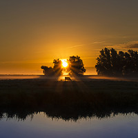 Buy canvas prints of Dawn over the fens, Ely, Cambridgeshire by Andrew Sharpe