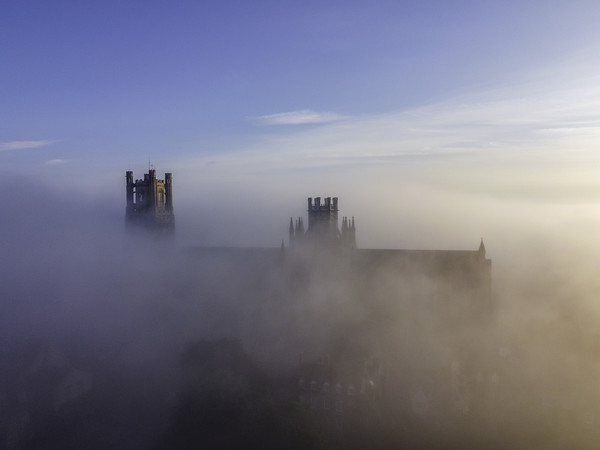 Ely Cathedral on a misty morning, 16th June 2020 Picture Board by Andrew Sharpe