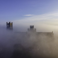Buy canvas prints of Ely Cathedral on a misty morning, 16th June 2020 by Andrew Sharpe