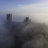 Buy canvas prints of ELy Cathedral on a misty morning, 16th June 2020 by Andrew Sharpe