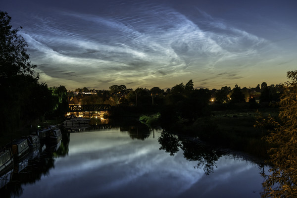 Noctilucent cloud over the River Great Ouse, Ely,  Picture Board by Andrew Sharpe