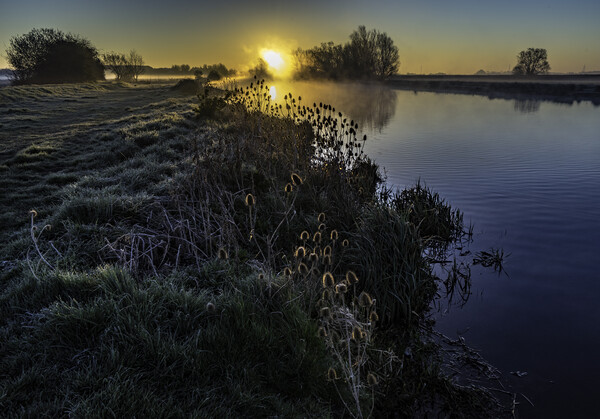 Dawn over the River Great Ouse, Ely, 10th April 2016 Picture Board by Andrew Sharpe
