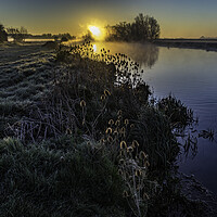 Buy canvas prints of Dawn over the River Great Ouse, Ely, 10th April 2016 by Andrew Sharpe