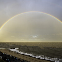 Buy canvas prints of Farewell rainbow over Southwold, 27th September 2019 by Andrew Sharpe