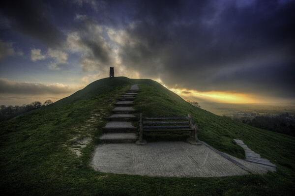 St. Michael's Tower on Glastonbury Tor Picture Board by Andrew Sharpe