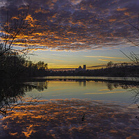 Buy canvas prints of Dusk at Roswell Pits, Ely, 17th January 2017 by Andrew Sharpe