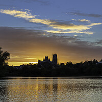 Buy canvas prints of Sunset behind Ely Cathedral, from Roswell Pits, 11th October 2020 by Andrew Sharpe