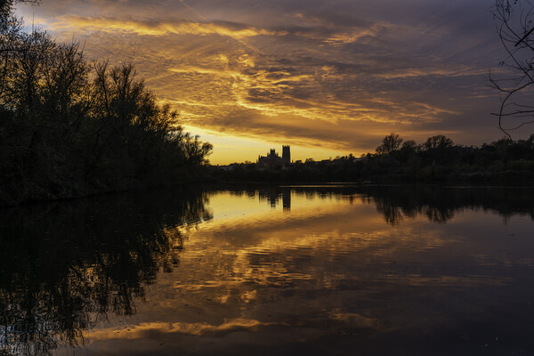 Sunset over Ely, 6th November 2020 Picture Board by Andrew Sharpe