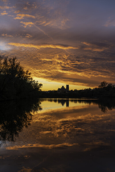 Sunset over Ely, 6th November 2020 Picture Board by Andrew Sharpe