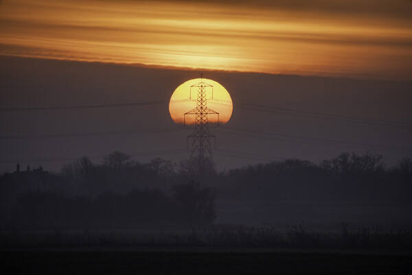 Fenland sunrise, 30th December 2020 Picture Board by Andrew Sharpe