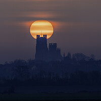 Buy canvas prints of Sunrise behind Ely Cathedral, 23rd March 2021 by Andrew Sharpe