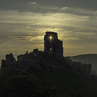 Buy canvas prints of Corfe Castle at dawn by Andrew Sharpe