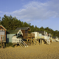 Buy canvas prints of Beach-huts on Wells-next-the-Sea beach by Andrew Sharpe