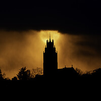 Buy canvas prints of Sunset behind St Andrew's Church tower by Andrew Sharpe