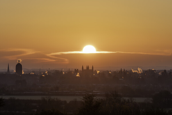 Sunrise over Cambridge, 12th April 2021 Picture Board by Andrew Sharpe