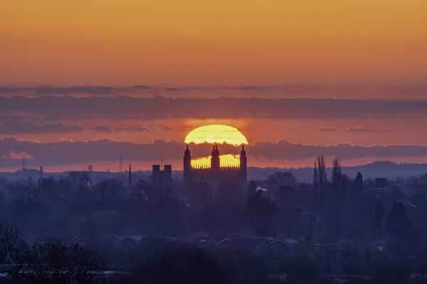 Sunrise over Cambridge, 13th April 2021 Picture Board by Andrew Sharpe