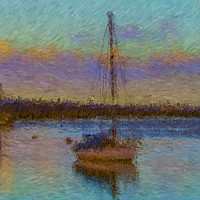 Buy canvas prints of Impressionist image of a Boat on Water by Julia Watkins