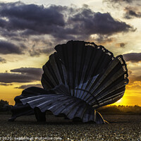 Buy canvas prints of Large shell sculpture at Aldburgh beach by Julia Watkins
