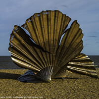 Buy canvas prints of large shell sculpture at Aldburgh beach by Julia Watkins