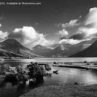 Buy canvas prints of Wastwater. fluffy clouds, black and white by Geoff Beattie