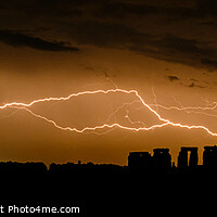 Buy canvas prints of Stonehenge lightning strike panoramic by Geoff Beattie