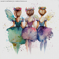 Buy canvas prints of Three little fairies in watercolour by Geoff Beattie