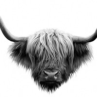 Buy canvas prints of Highland cow cattle black and white abstract art by Geoff Beattie