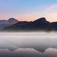 Buy canvas prints of The Langdale Pikes and Side Pike from Blea Tarn by Geoff Beattie
