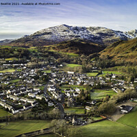 Buy canvas prints of Coniston Village and The Old Man in the English La by Geoff Beattie