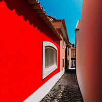 Buy canvas prints of Narrow alleyway in Cascais, Portugal by Alexandre Rotenberg