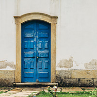 Buy canvas prints of Blue vintage door - Ouro Preto, Brazil by Alexandre Rotenberg
