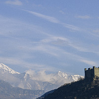 Buy canvas prints of Ussel Castle in Valle d'Aosta, Italy by Alexandre Rotenberg