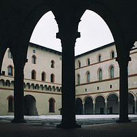 Buy canvas prints of Italian Courtyard at Winter by Alexandre Rotenberg