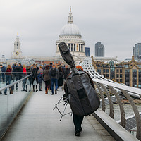 Buy canvas prints of Street musician on Millennium Bridge, London by Alexandre Rotenberg