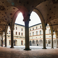 Buy canvas prints of Arches at Sforzesco Castle, Milan, Italy by Alexandre Rotenberg
